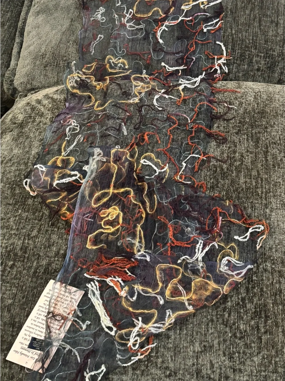 Fleurs By Elegant Additions Natural Silk Scarf Wearable Art Lightweight 13x70NWT